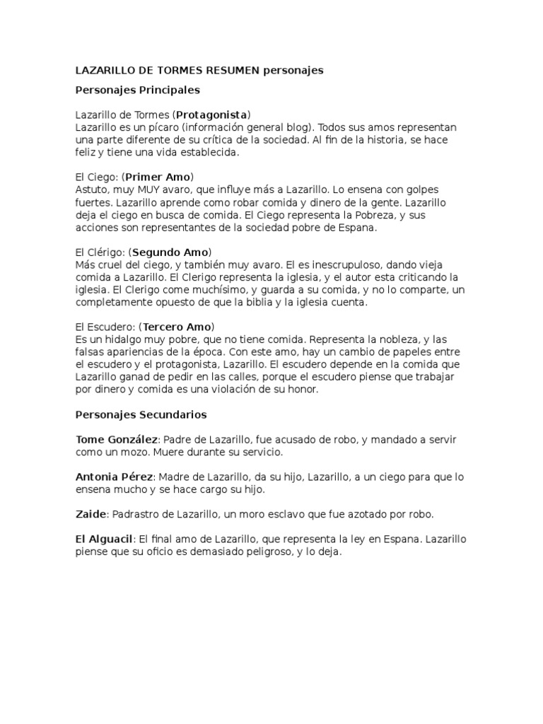 Resumen Capitulo 1 Lazarillo De Tormes