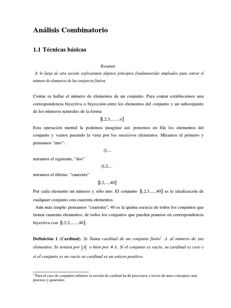 Analisis Combinatorio - Teoria PDF | PDF | Conjunto (Matemáticas ...