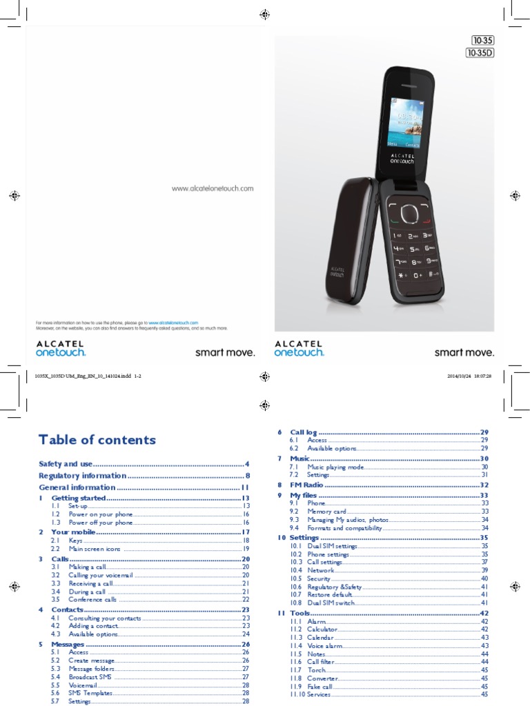 Alcatel 1035x 1035d User Manual Subscriber Identity Module Mobile