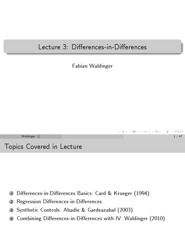Lecture 3 Differences in Differences | PDF | Errors And Residuals ...
