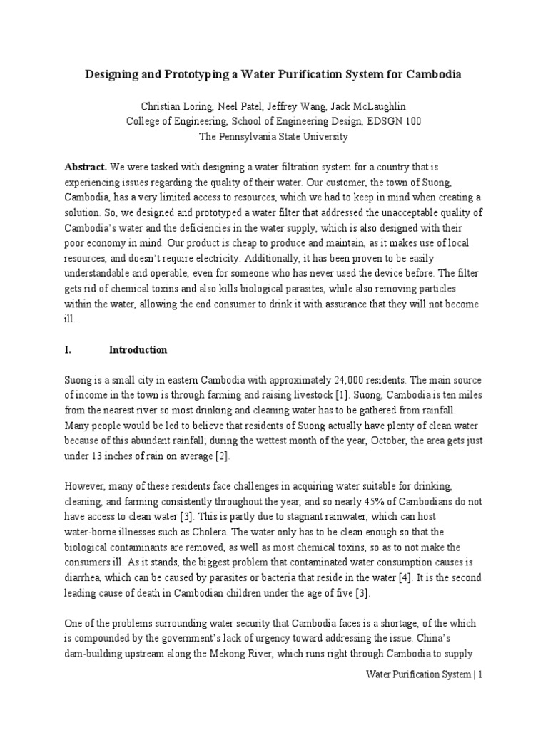 water purification project pdf Water Purification Filtration