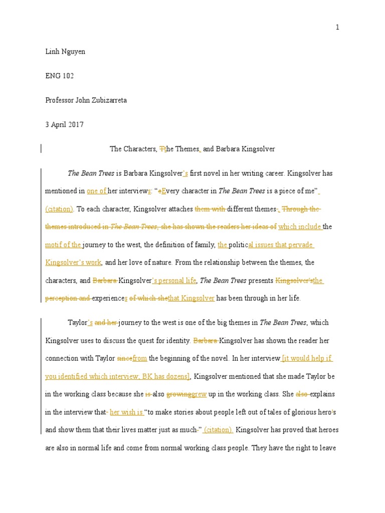 Themes and Characters in The Bean Trees PDF