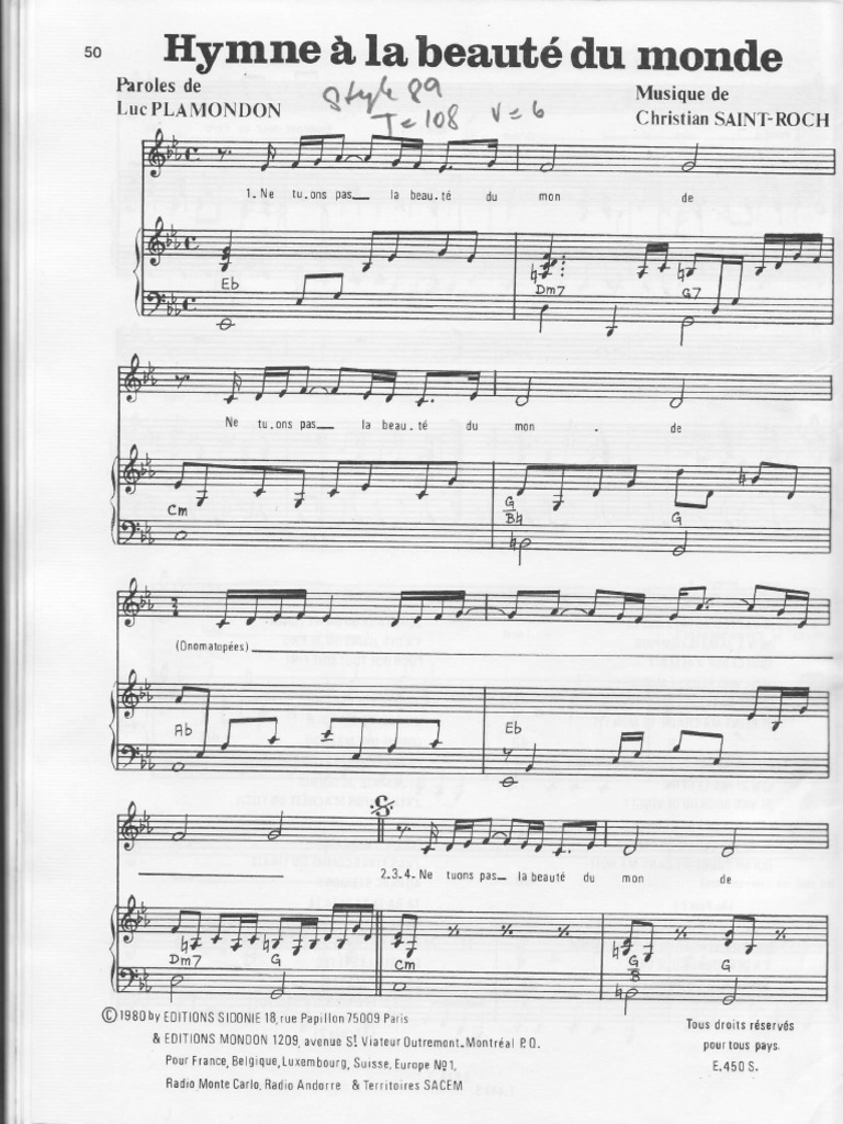 Hymne à La Beauté Du Monde Québec Musique Francophone