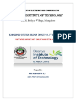 VTU ECE 7th Sem Embedded System Design Assignment Questions & Answers PDF