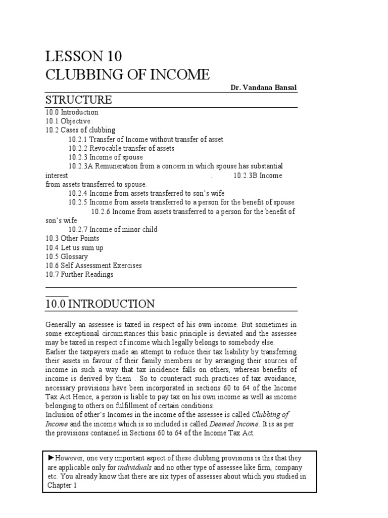 Clubbing With Example PDF | PDF | Income Tax | Marriage