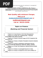 MBA Finance Project Topics