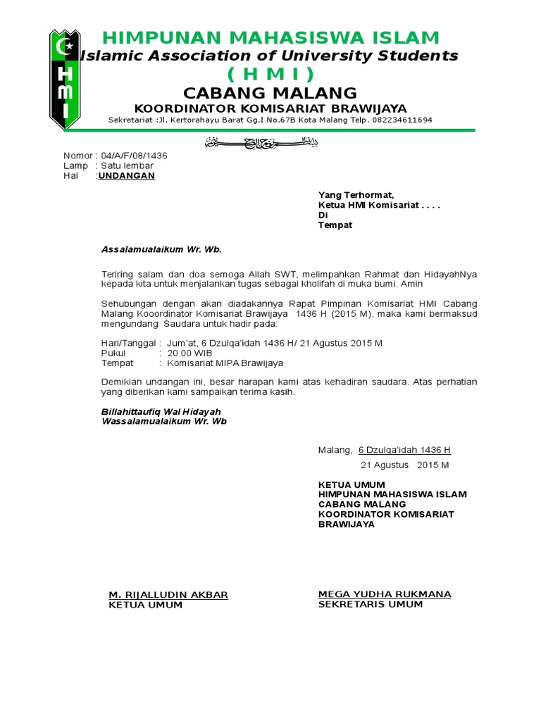 92+ Contoh Undangan Rapat Hmi HD Terbaik