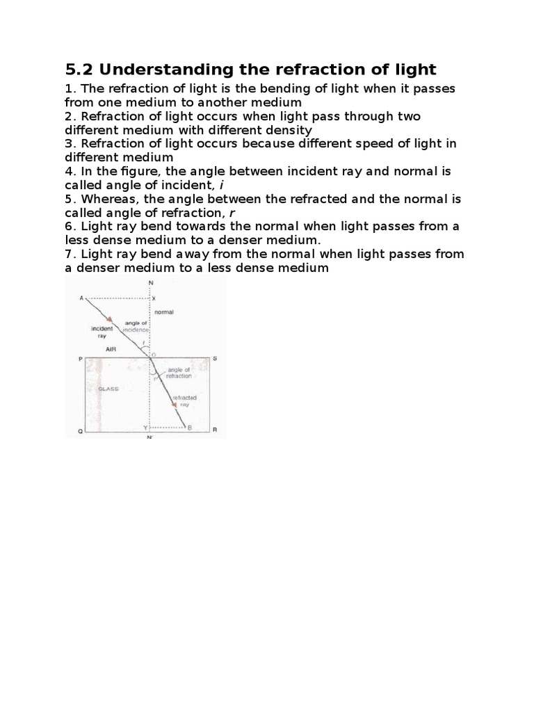 5.2 Understanding The Refraction of Light | PDF | Science & Mathematics
