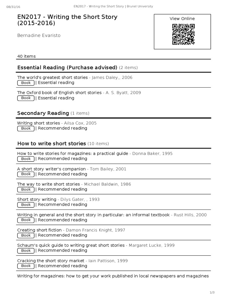 An Annotated Bibliography of Resources for Writing and Studying the ...