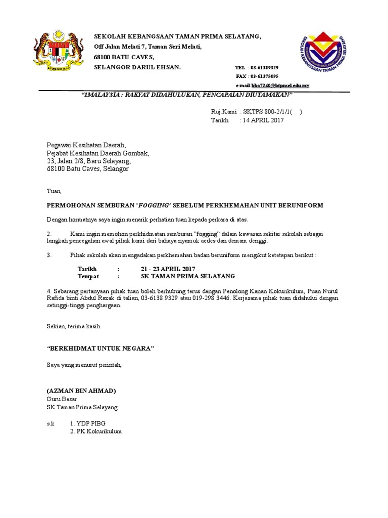 Surat Fogging PKD Gombak