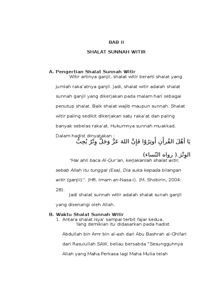 Bab Ii Shalat Witir