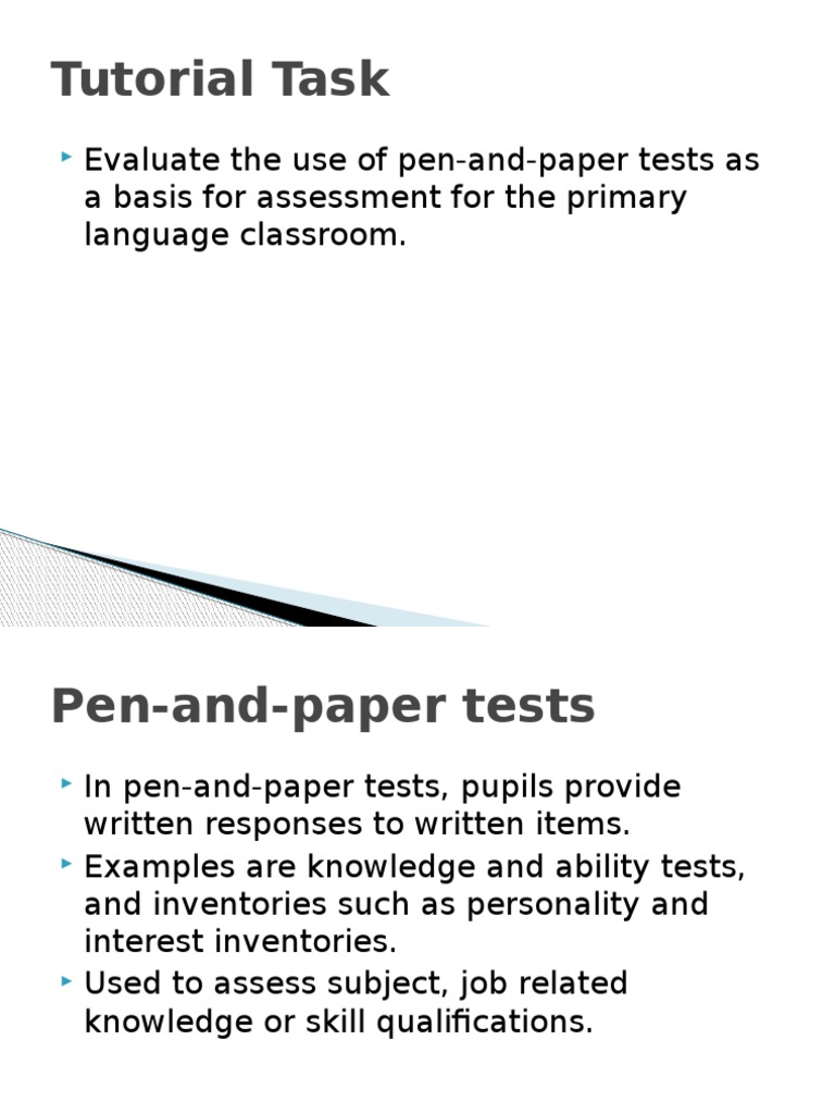 Tutorial Presentation (Pen and Paper) PDF Educational Assessment