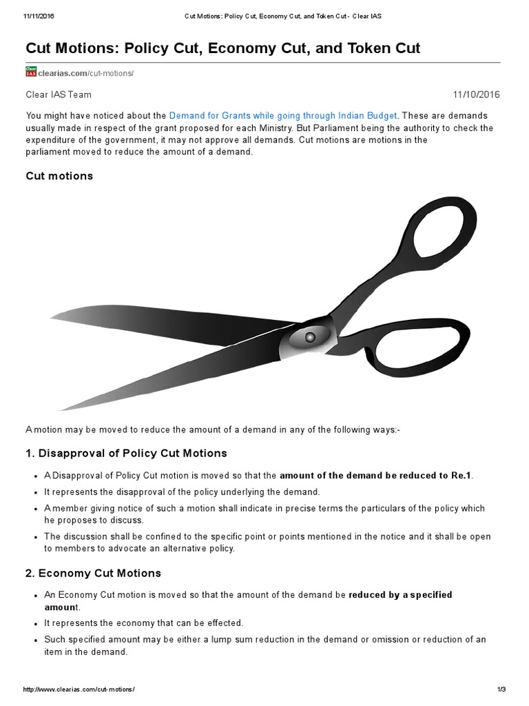 Cut Motions - Policy Cut, Economy Cut, and Token Cut | PDF | Defamation ...