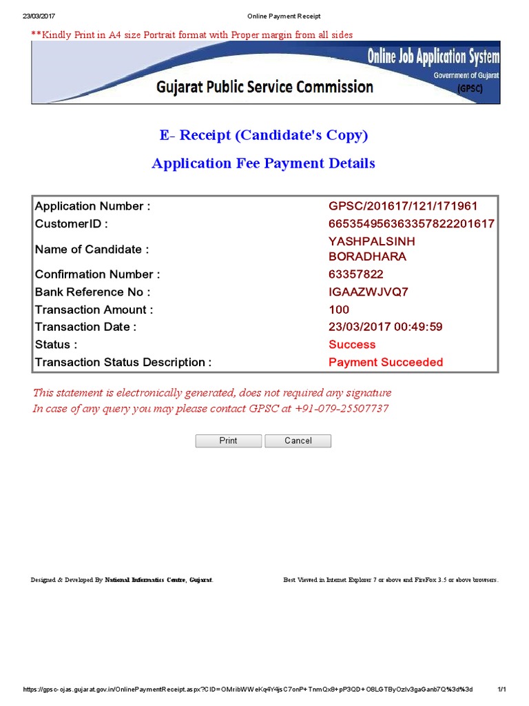 Ojas Gpsc Fees Payment Online