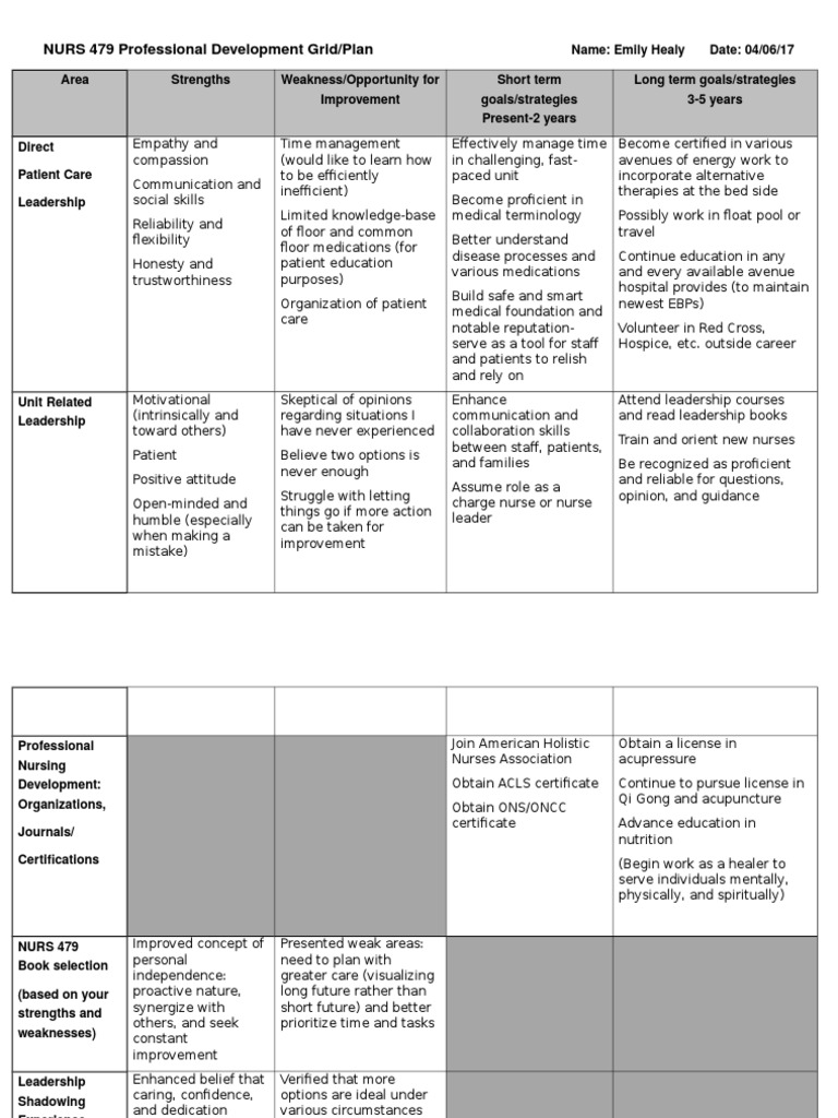 Nursing Professional Development Plan | PDF | Nursing | Alternative ...