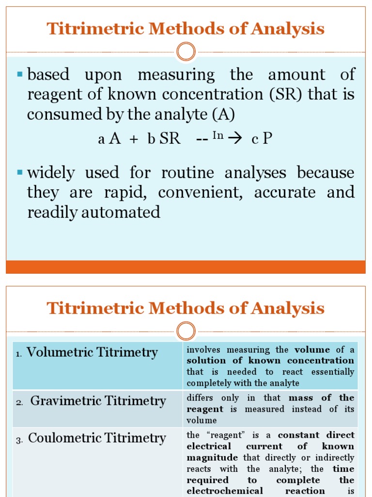 6Titrimetric Methods of Analysis Titration Chemistry
