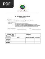 AI Methods - Cover Sheet: Group No: Intake: Project Title