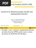 Linear Circuit Analysis (ELEN-1100) : Lecture # 15: Maximum Power Transfer and Superposition Theorem