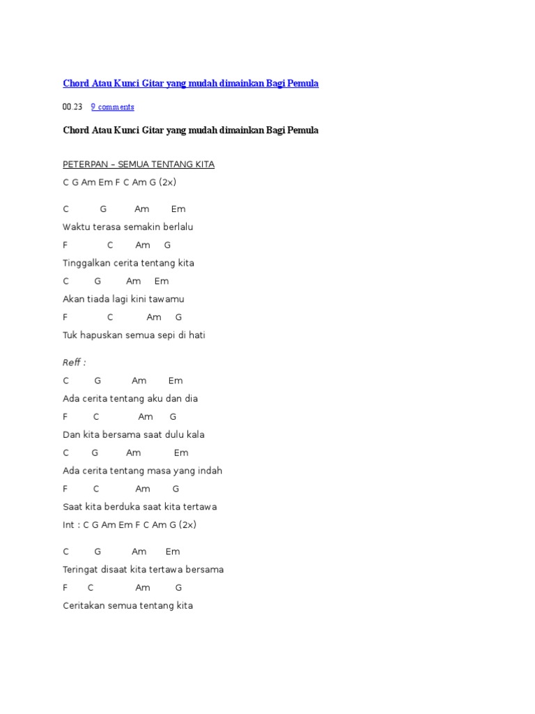 Chord  Atau Kunci  Gitar   Chord  Atau Kunci  Gitar