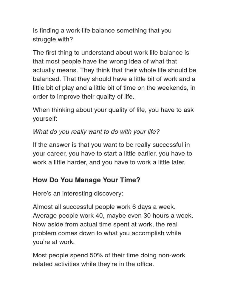 Mastering Work-Life Balance Strategies | PDF | Self-Improvement