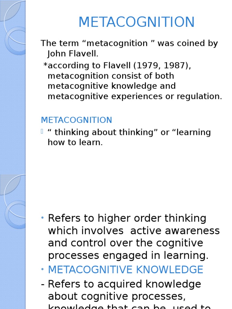 Understanding Metacognition in Learning | PDF | Metacognition | Expert