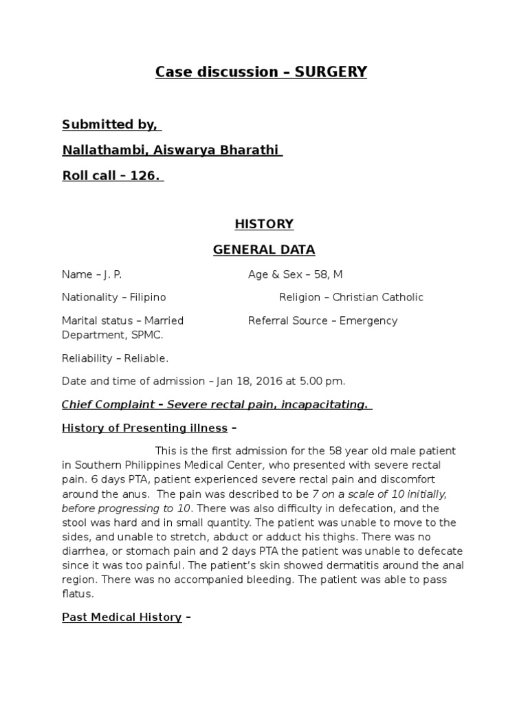Case Discussion PDF Hemorrhoid Medical Specialties