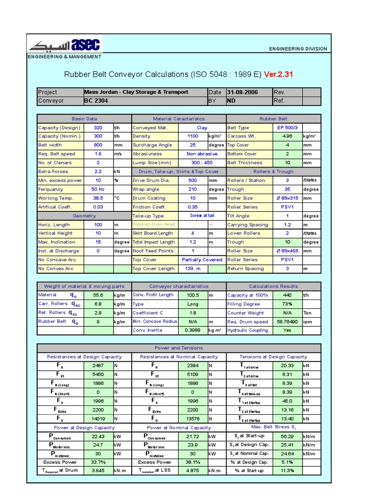 ISO 5048 Conveyor Design Specifications | PDF | Science & Mathematics