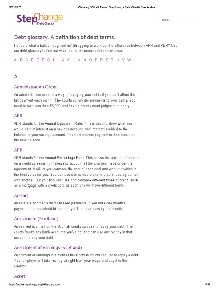 Debt Terms Glossary for Consumers | PDF | Debt | Loans