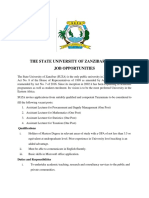 New Vacancies at State University of Zanzibar (SUZA)