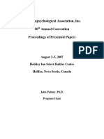 2007 Proceedings of Presented Papers of The Parapsychological Association 50th Annual Convention