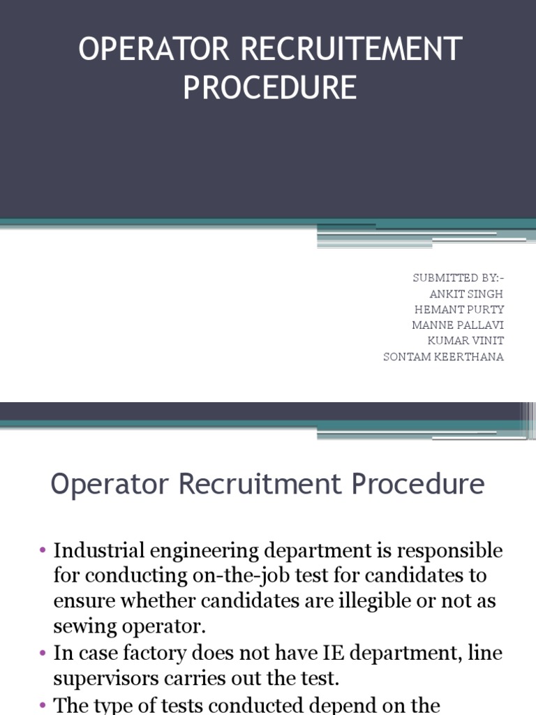 Operator Recruitment Process Overview | PDF | Applied Psychology | Learning