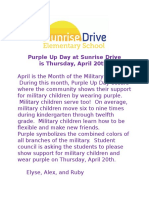 Purple Up Day at Sunrise Drive Is Thursday, April 20th!