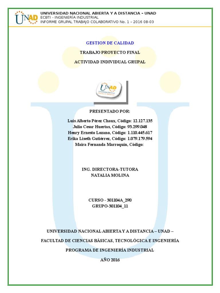 Informe sobre Gestión de Calidad en INCAUCA | PDF | Gestión de la ...