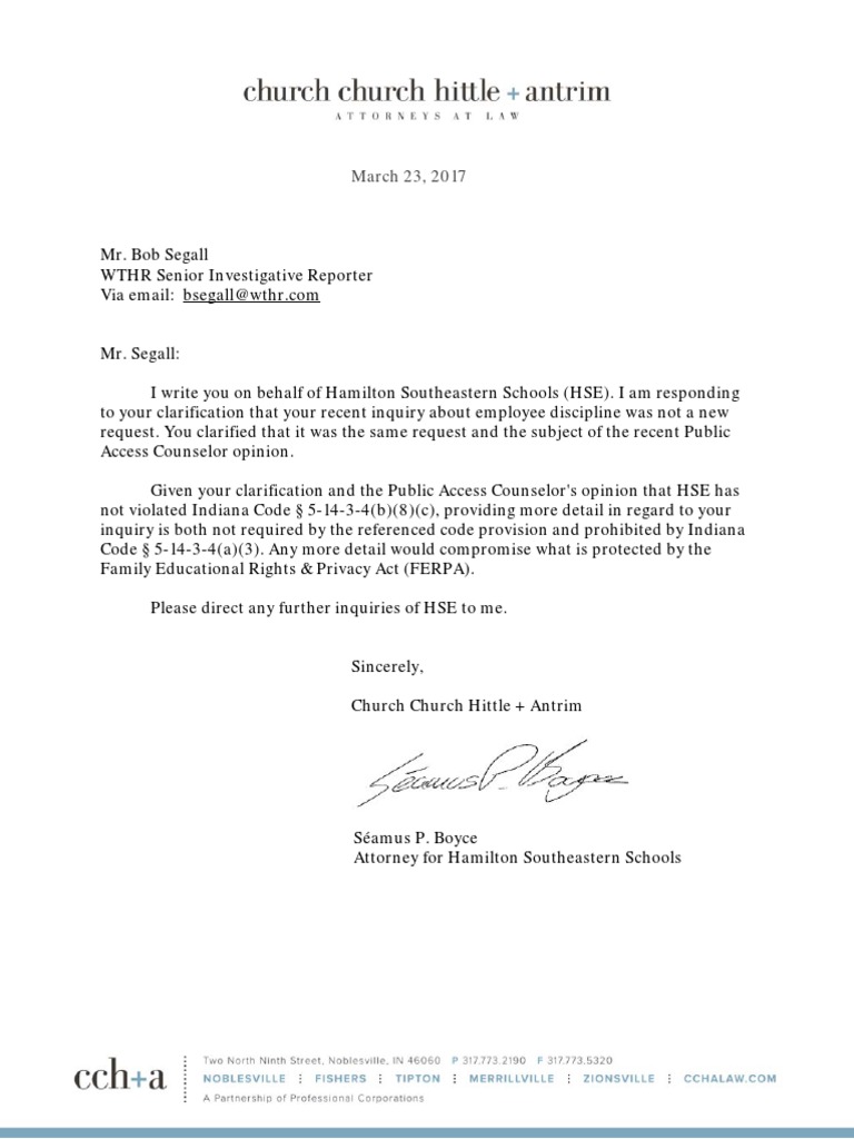 HSE Letter To WTHR | PDF