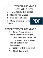 Tongue Twister for Year 2