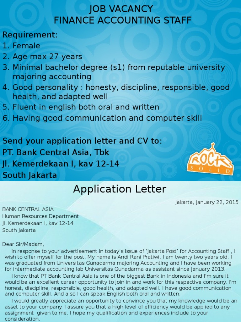 Job Vacancy: Finance Accounting Staff | PDF | Communication | Languages
