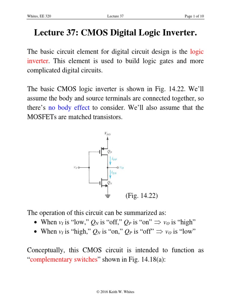 320 Lecture 37 | PDF | Cmos | Logic Gate
