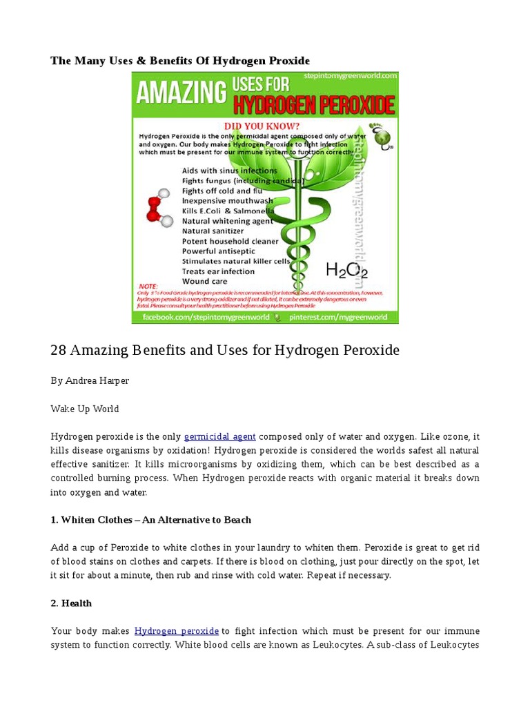 The Many Uses Benefits Of Hydrogen Proxide Hydrogen Peroxide Disinfectant