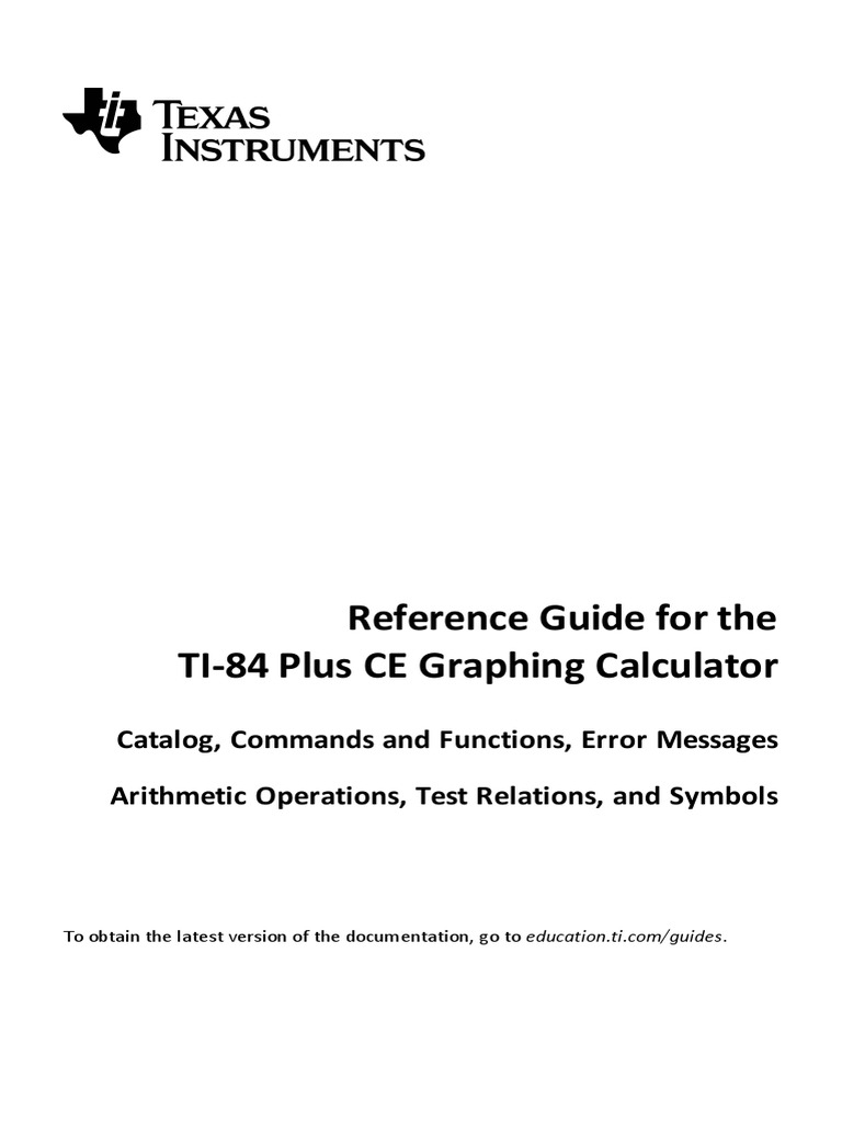 TI84 Plus CE ReferenceGuide EN PDF PDF String Science