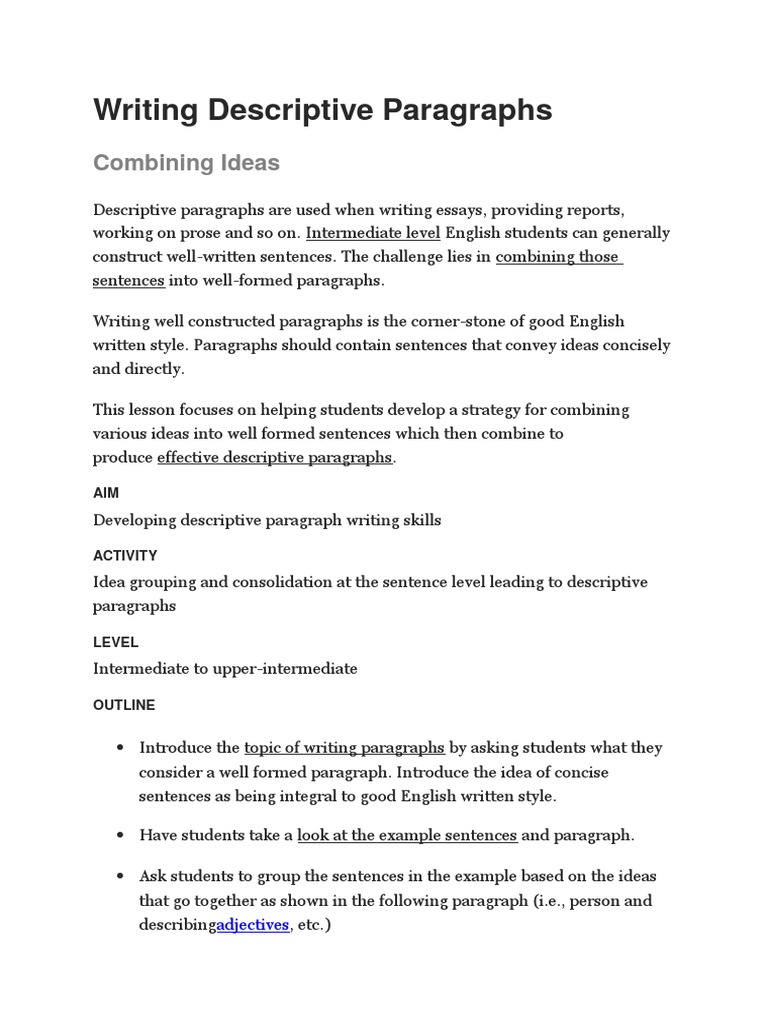 Mastering Descriptive Paragraphs | PDF | Paragraph | Elvis Presley
