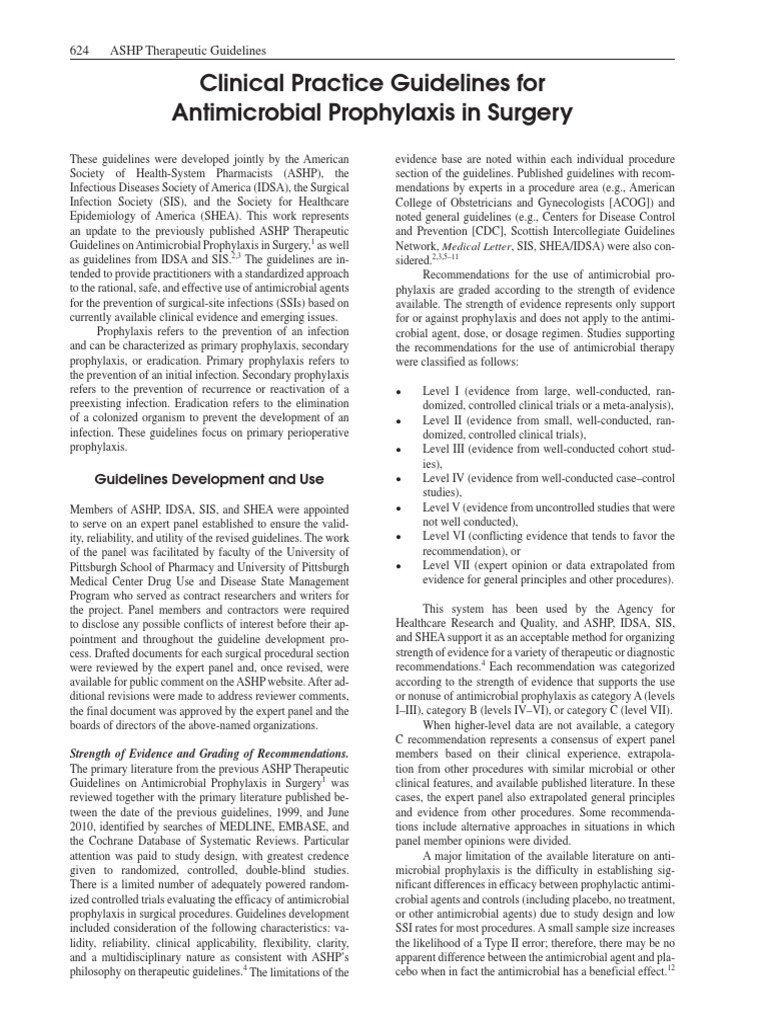 Therapeutic Guidelines Antimicrobial Prophylaxis Surgery | PDF ...