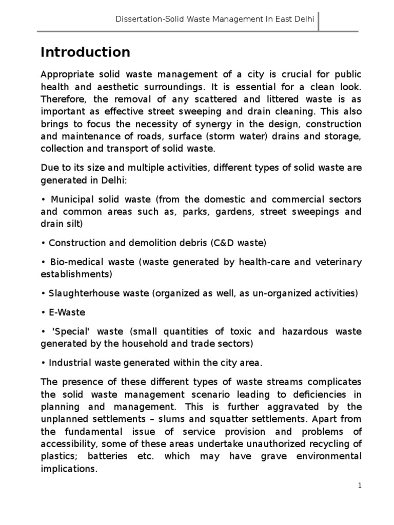 SOLID WASTE MANAGEMENT Municipal Solid Waste Waste Management