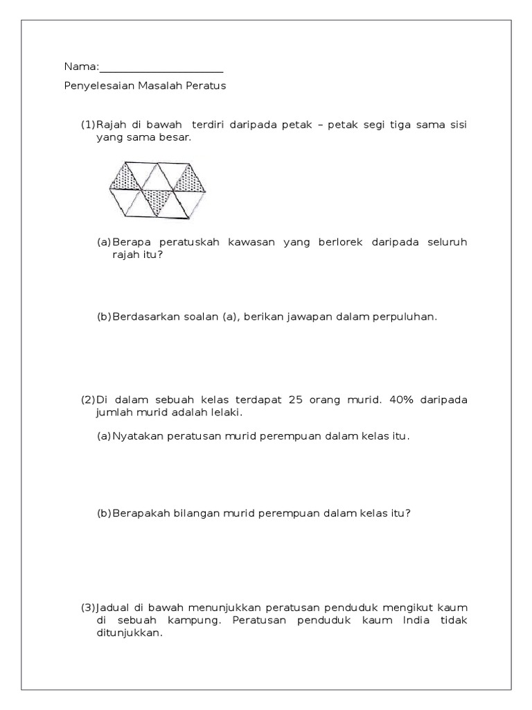 Latihan Penyelesaian Masalah Peratus