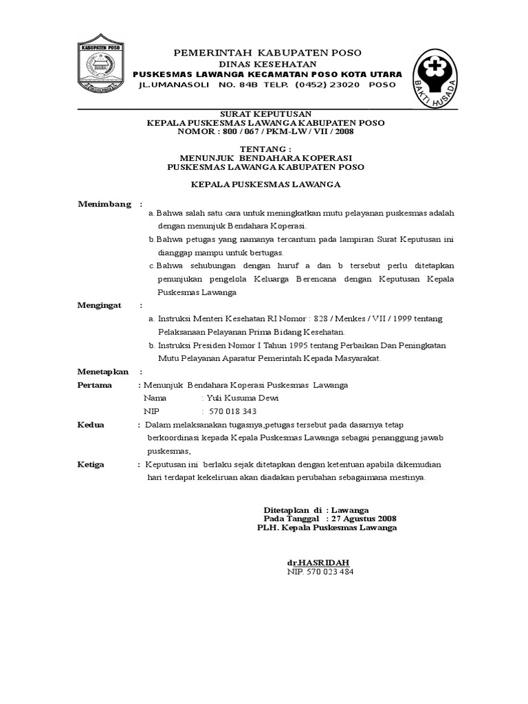 Sk Bendahara Koperasi