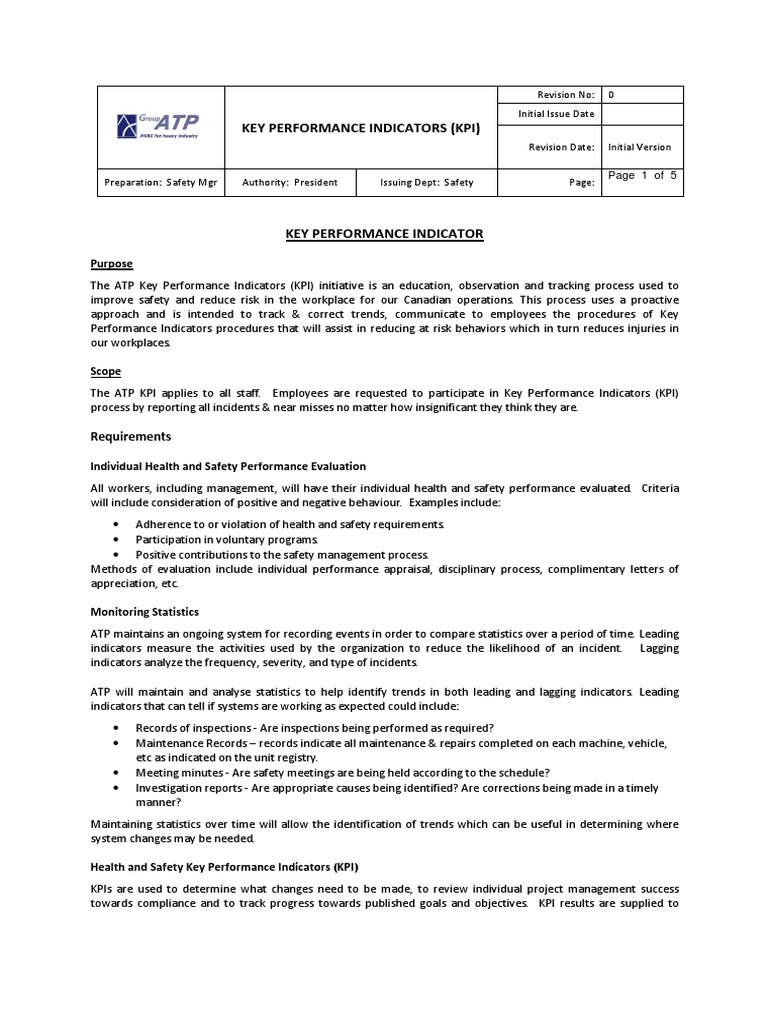 HSE Key Performance Indicators Report | PDF | Occupational Safety And ...