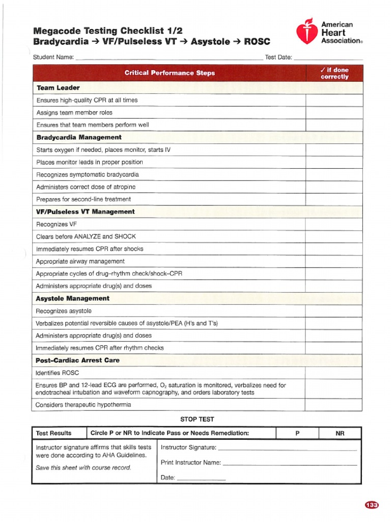 ACLS Megacode Checklist PDF | PDF