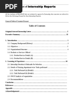 Format For Internship Report