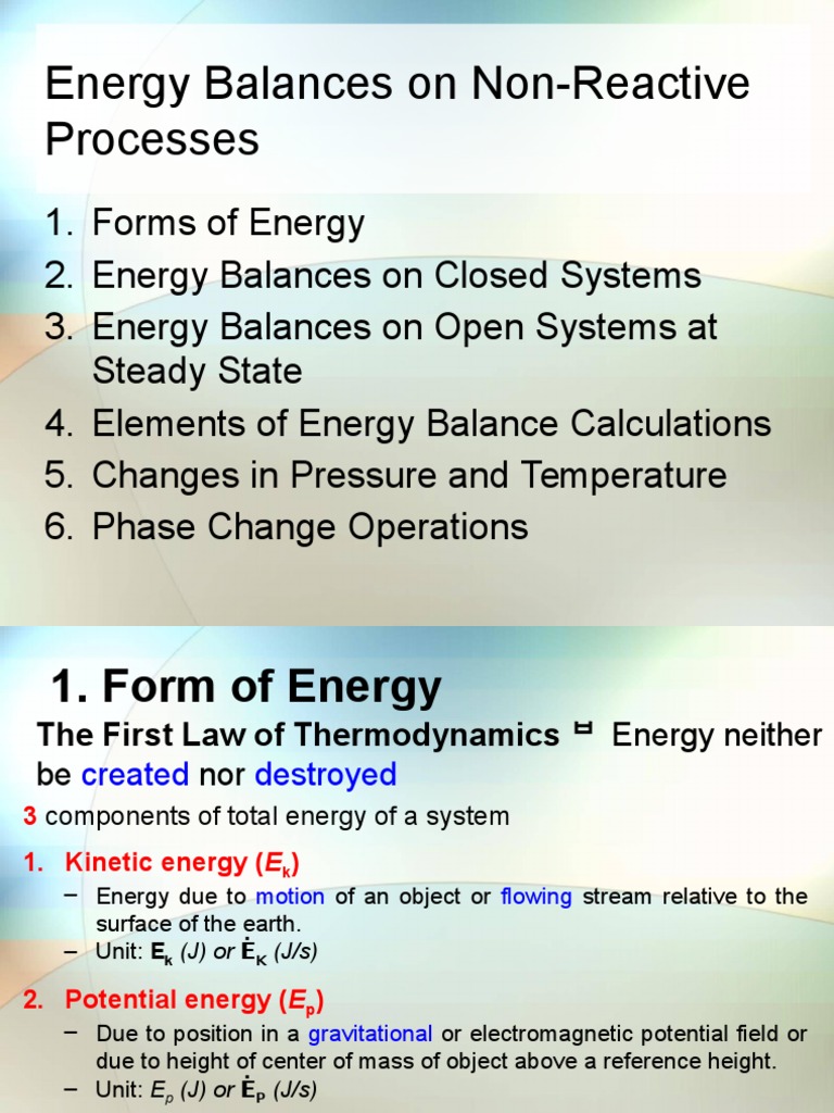 Energy Balance in Non-Reactive Systems | PDF | Enthalpy | Phase (Matter)