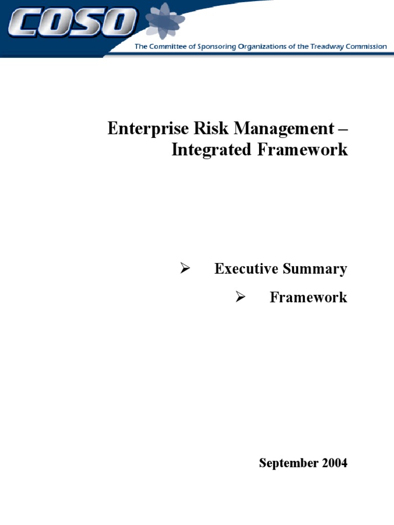 ERM COSO Executive Summary Framework PDF | PDF | Enterprise Risk ...
