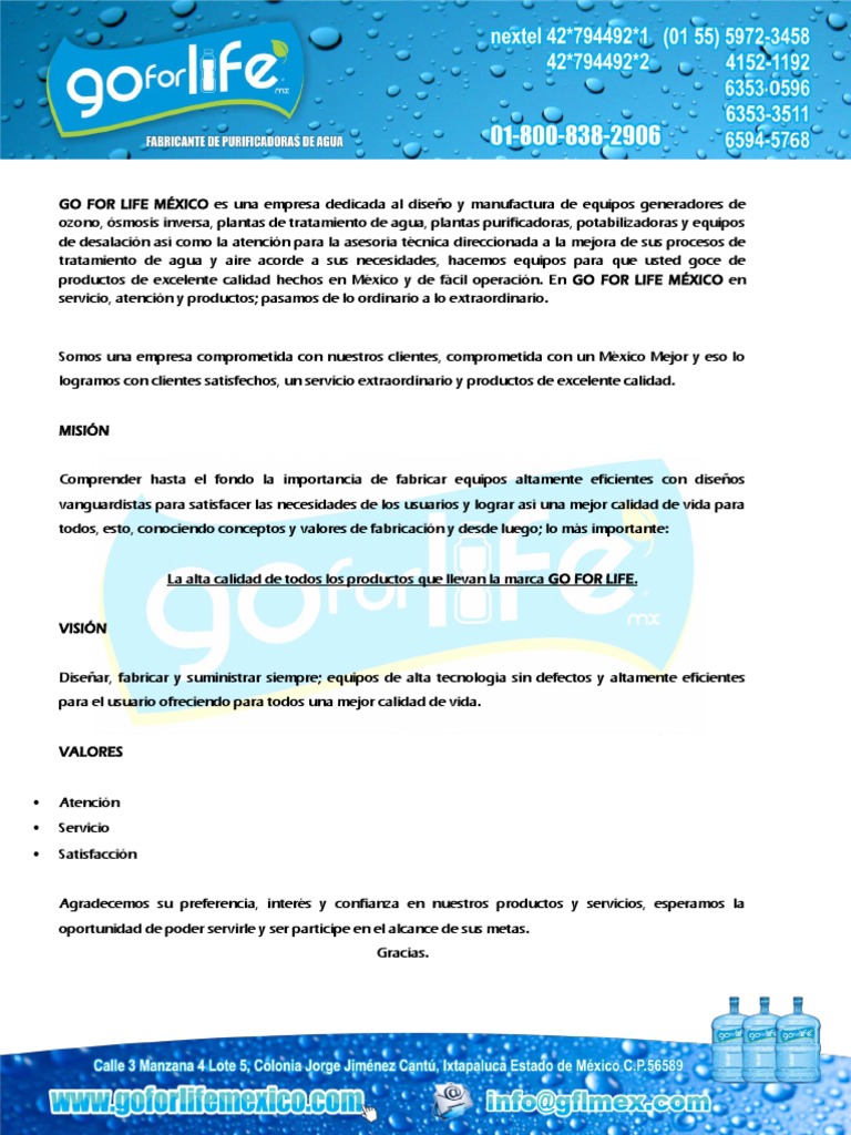 Catalogo Go For Life México 2016 | PDF | Filtración | Calidad (comercial)